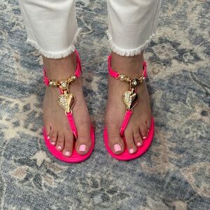 Guess Hot Pink Sandals with Heart Details